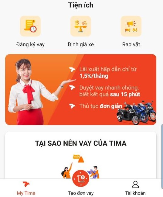 vay tiền bằng cavet xe may online chính chủ và không chính chủ tima