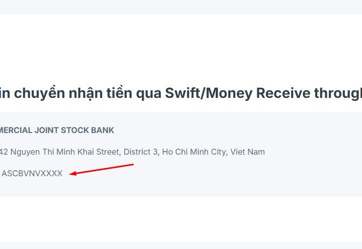 Xem mã Swift code ACB ở đâu